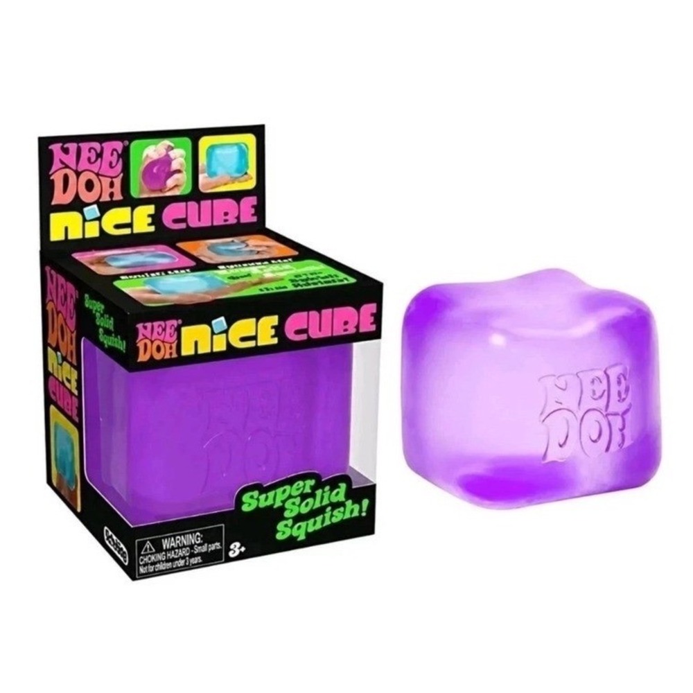 Schylling NeeDoh Nice Cube Purple Fidget Toy Super Solid Squish Ball NEW JB1